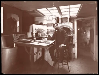 Scenograf w swojej pracowni, Nowy Jork, 1901 (srebrny odbitka żelatynowa)